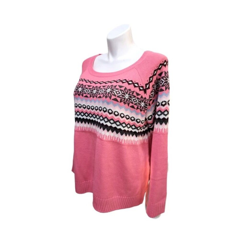 New York & Co. Pink Fairisle Knit Sweater Women's Size XXL Deadstock NWT